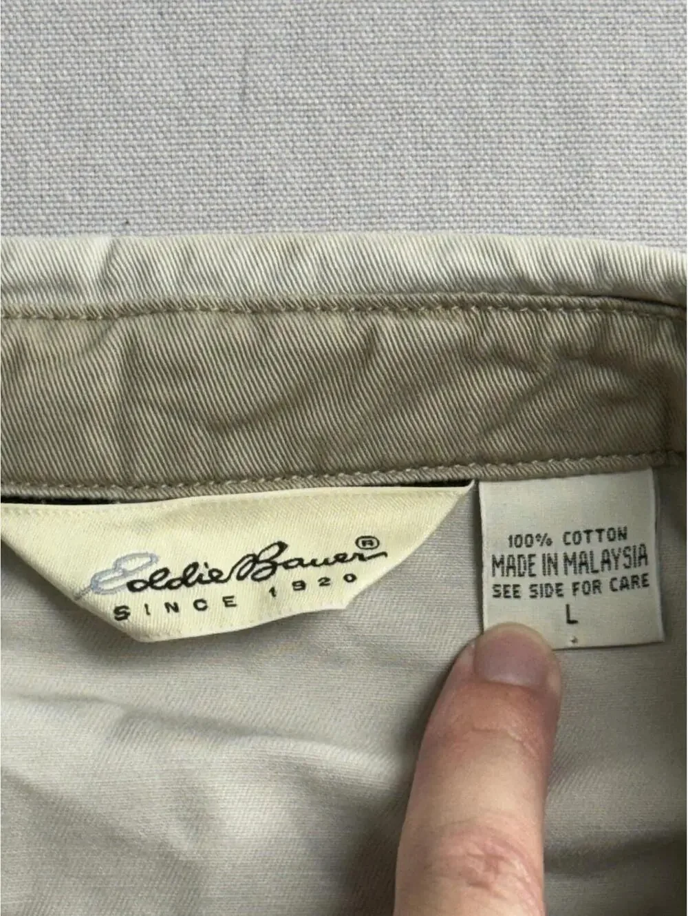 Classic Eddie Bauer Men's Zip Up Jacket Cream Color - L
